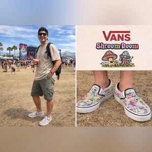 Vans Multicolor Shroom Doom Festival Skater Hippie Slip-On Shoes
